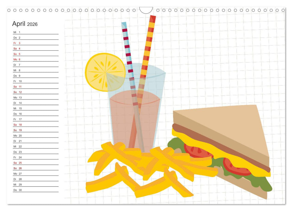 Fast Food Illustration (CALVENDO Wandkalender 2026)