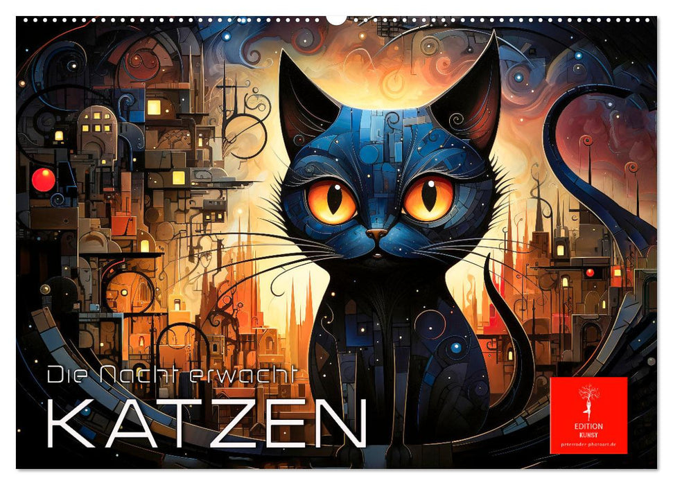 Katzen - die Nacht erwacht (CALVENDO Wandkalender 2026)