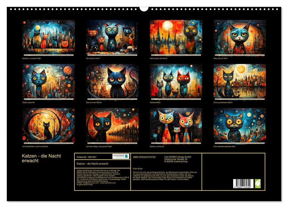 Katzen - die Nacht erwacht (CALVENDO Wandkalender 2026)
