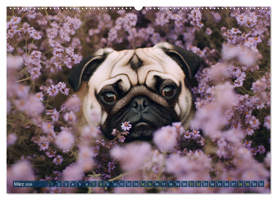Lustige Mops-Hunde: Die charmanten Meister von Chaos und Unfug (CALVENDO Wandkalender 2026)