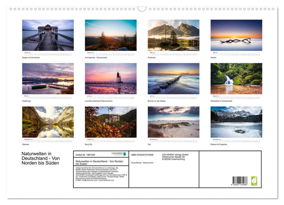 Naturwelten in Deutschland - Von Norden bis Süden (CALVENDO Wandkalender 2026)