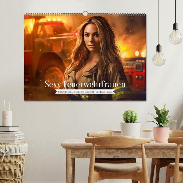 Sexy Feuerwehrfrauen: Hitzige Heldinnen zwischen Lippenstift und Löscheinsatz (CALVENDO Wandkalender 2026)