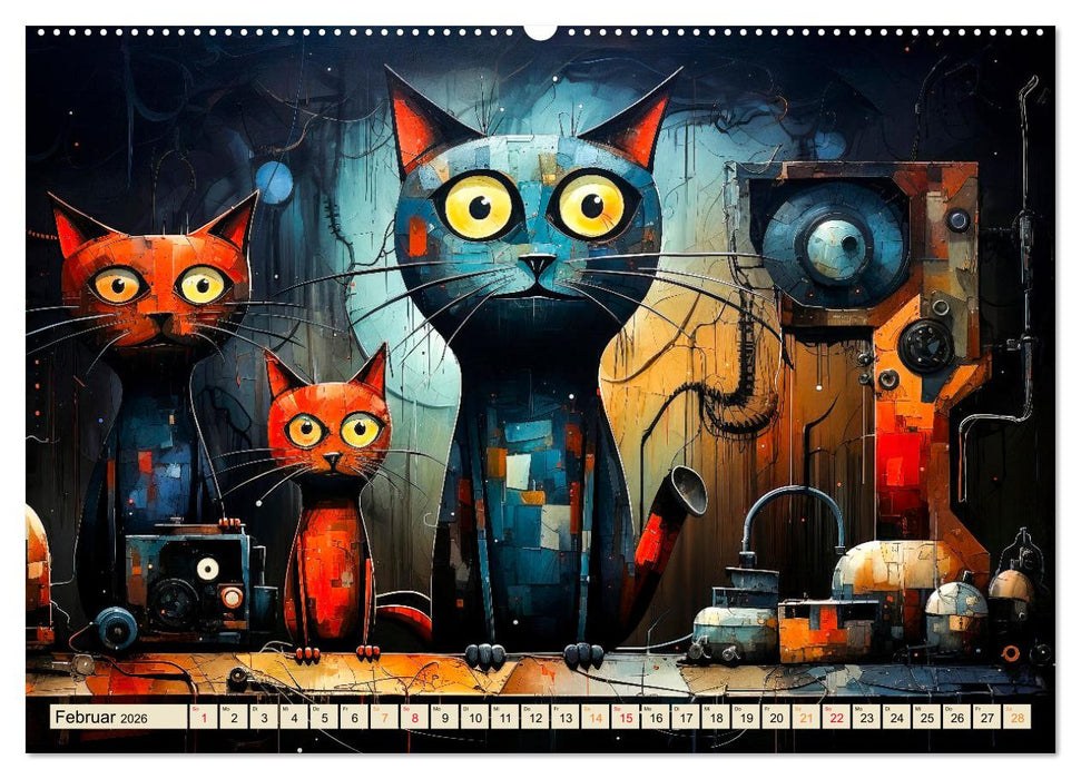 Katzen - die Nacht erwacht (CALVENDO Premium Wandkalender 2026)