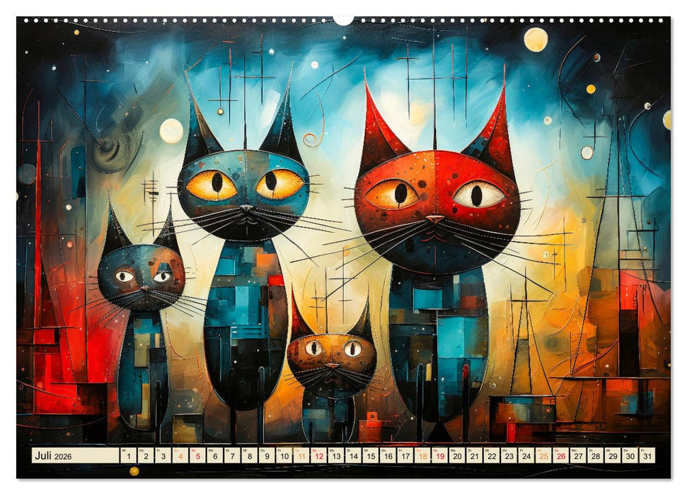 Katzen - die Nacht erwacht (CALVENDO Premium Wandkalender 2026)