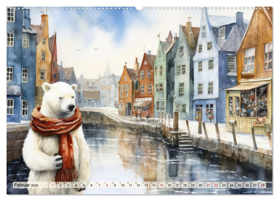 Eisbär Eik auf Europareise (CALVENDO Premium Wandkalender 2026)