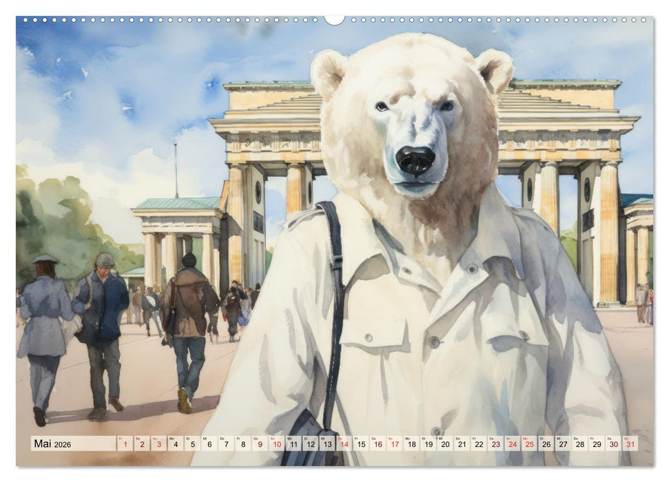 Eisbär Eik auf Europareise (CALVENDO Premium Wandkalender 2026)