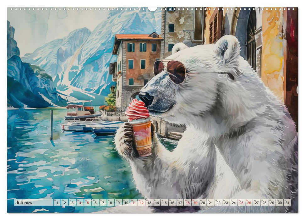 Eisbär Eik auf Europareise (CALVENDO Premium Wandkalender 2026)