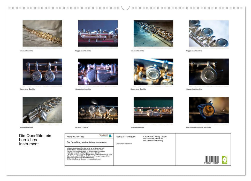 Die Querflöte, ein herrliches Instrument (CALVENDO Wandkalender 2026)