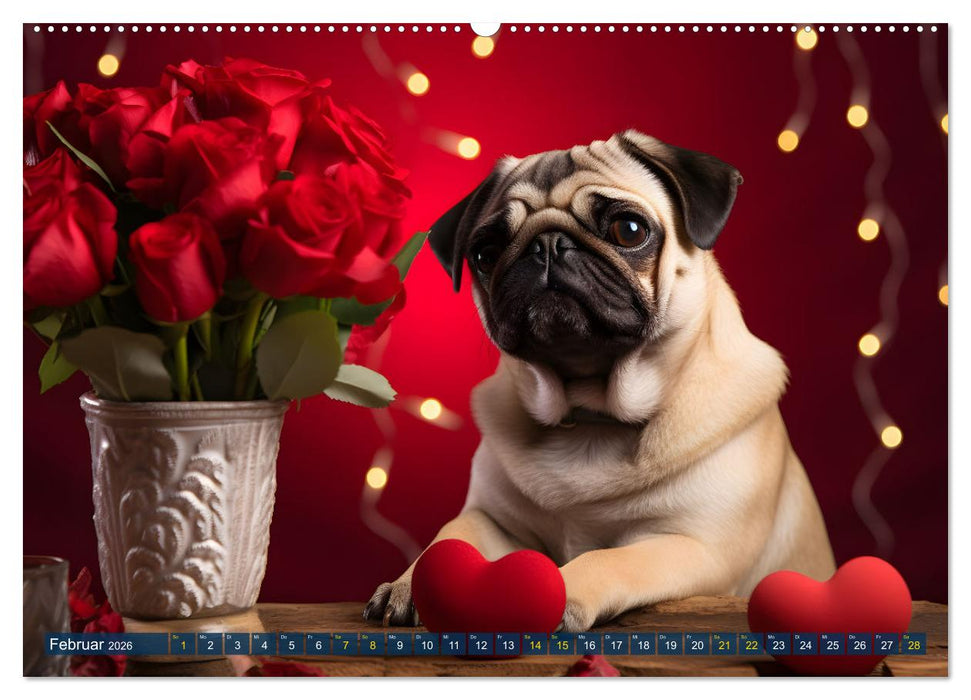 Lustige Mops-Hunde: Die charmanten Meister von Chaos und Unfug (CALVENDO Premium Wandkalender 2026)