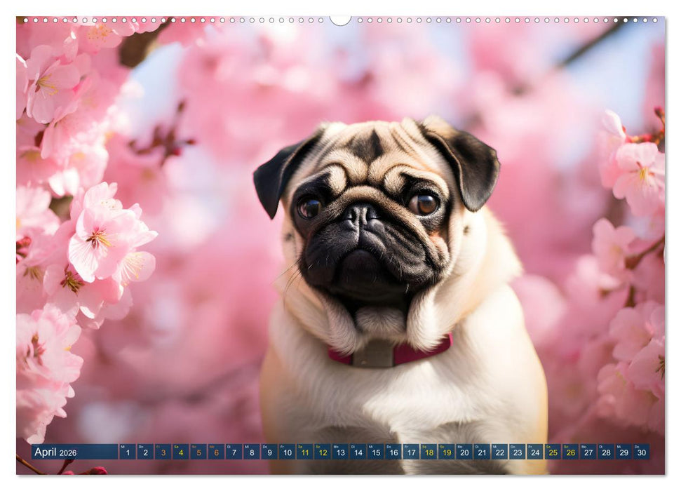 Lustige Mops-Hunde: Die charmanten Meister von Chaos und Unfug (CALVENDO Premium Wandkalender 2026)