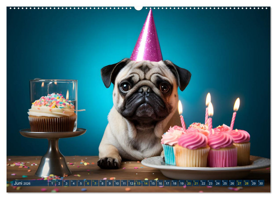 Lustige Mops-Hunde: Die charmanten Meister von Chaos und Unfug (CALVENDO Premium Wandkalender 2026)