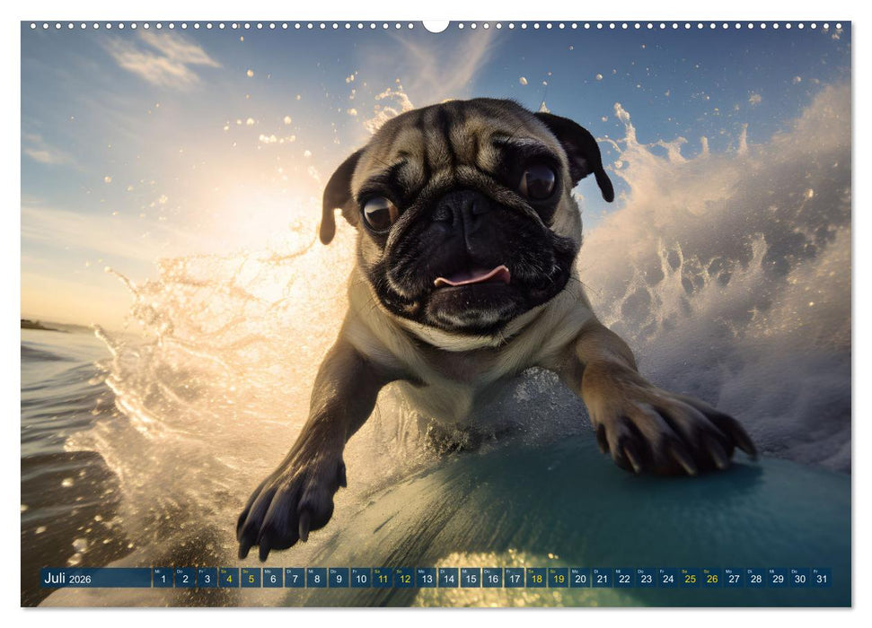 Lustige Mops-Hunde: Die charmanten Meister von Chaos und Unfug (CALVENDO Premium Wandkalender 2026)
