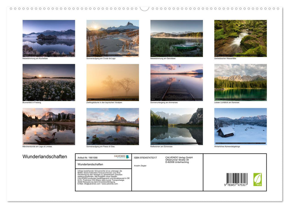 Wunderlandschaften (CALVENDO Premium Wandkalender 2026)