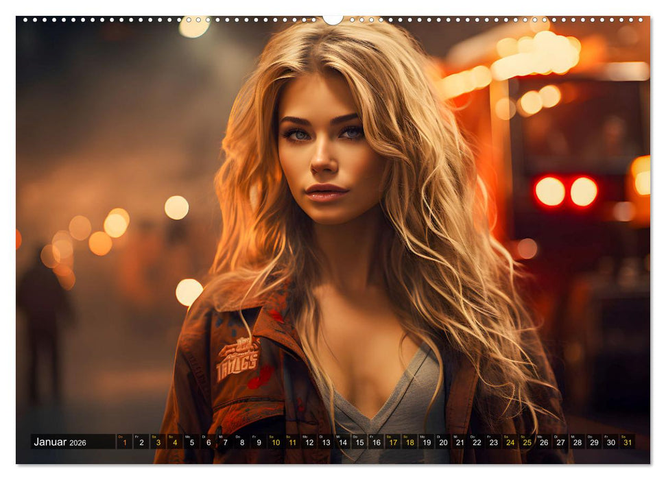 Sexy Feuerwehrfrauen: Hitzige Heldinnen zwischen Lippenstift und Löscheinsatz (CALVENDO Premium Wandkalender 2026)