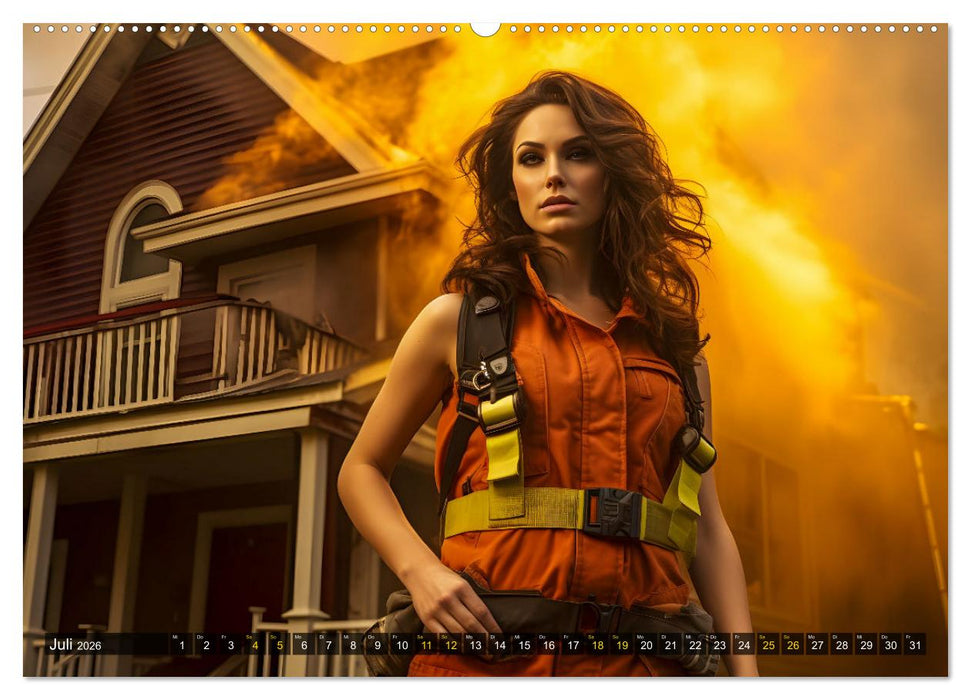 Sexy Feuerwehrfrauen: Hitzige Heldinnen zwischen Lippenstift und Löscheinsatz (CALVENDO Premium Wandkalender 2026)