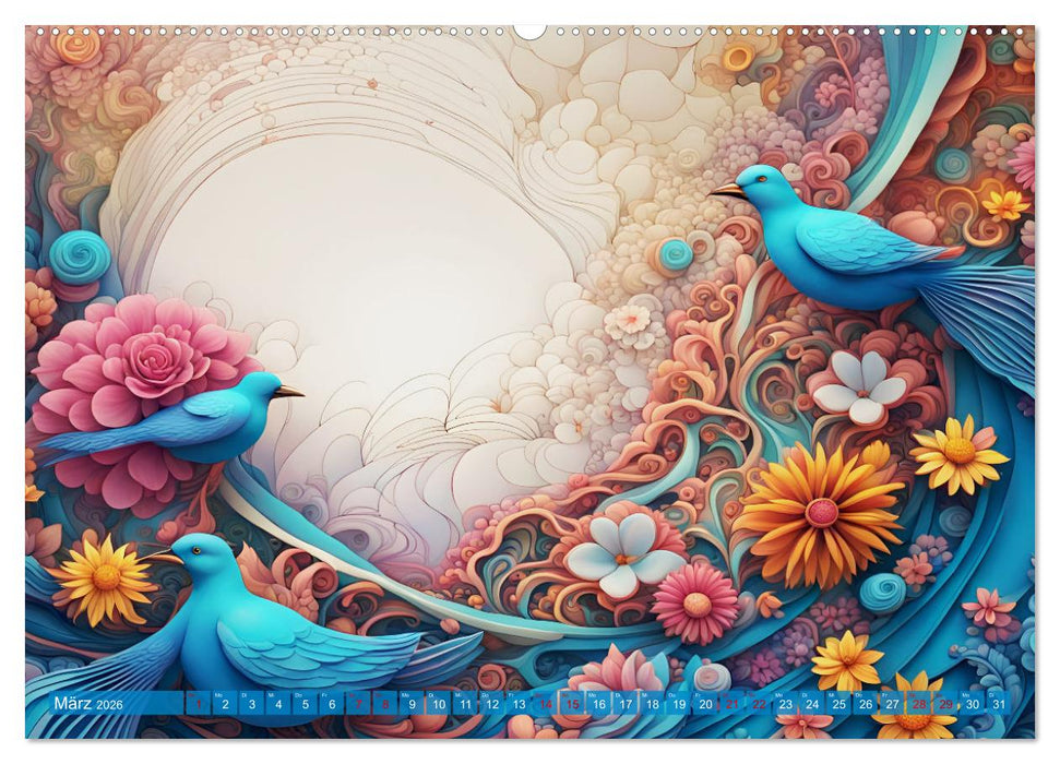 Vier Jahreszeiten Fraktale (CALVENDO Premium Wandkalender 2026)