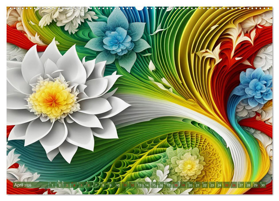 Vier Jahreszeiten Fraktale (CALVENDO Premium Wandkalender 2026)