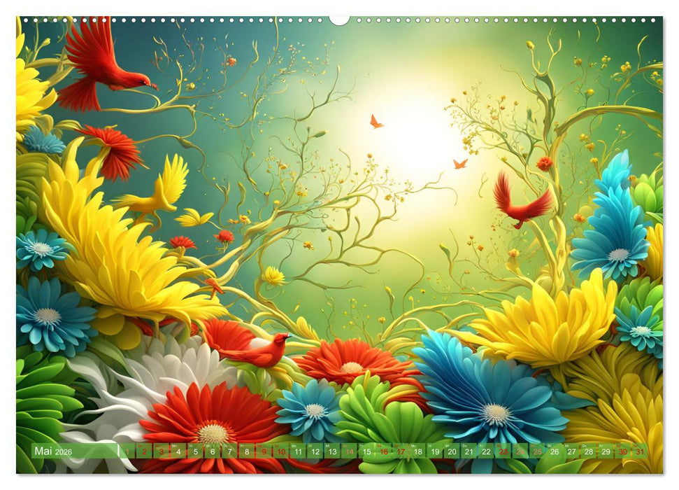 Vier Jahreszeiten Fraktale (CALVENDO Premium Wandkalender 2026)