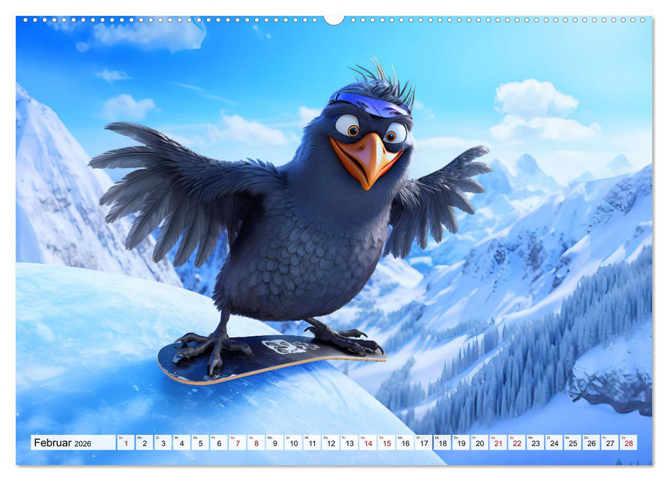 Abenteuer mit Cedric - Lustige Krähe auf Reisen durch die Welt (CALVENDO Wandkalender 2026)