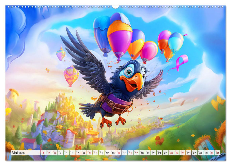Abenteuer mit Cedric - Lustige Krähe auf Reisen durch die Welt (CALVENDO Wandkalender 2026)