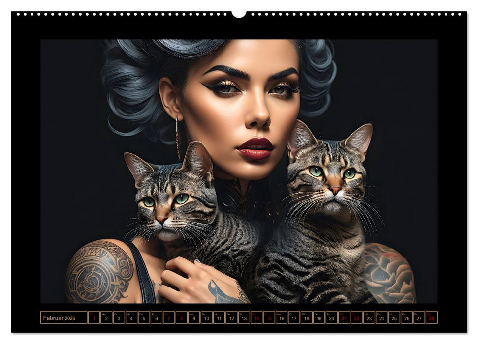 Geheimnisvolle Katzenfrauen (CALVENDO Wandkalender 2026)