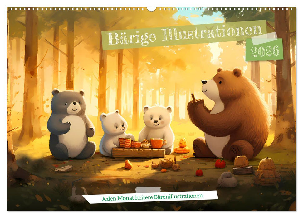 Bärige Illustrationen (CALVENDO Wandkalender 2026)
