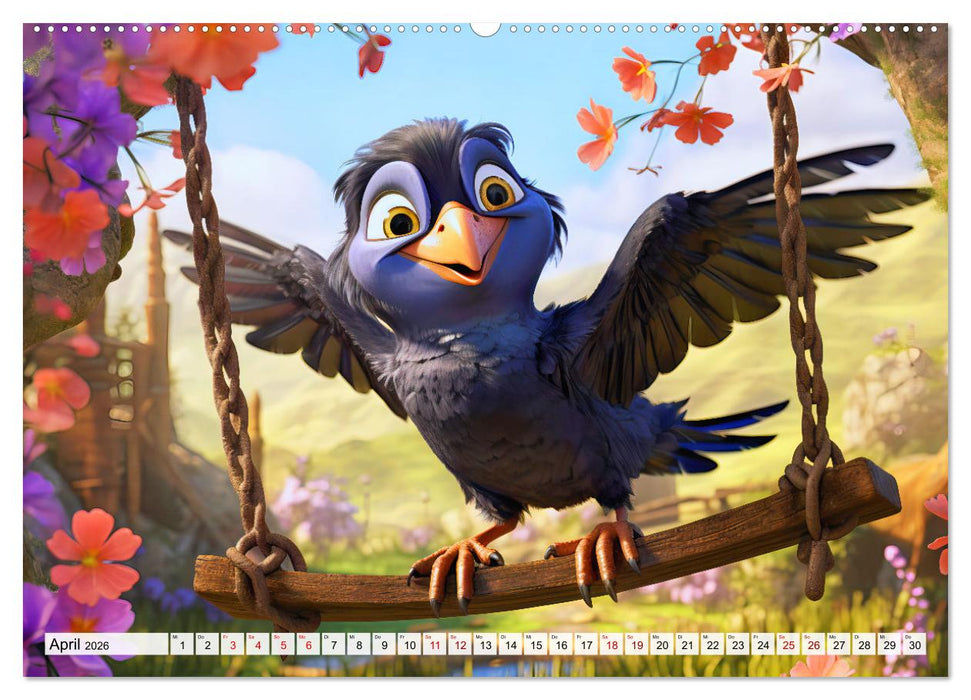 Abenteuer mit Cedric - Lustige Krähe auf Reisen durch die Welt (CALVENDO Premium Wandkalender 2026)