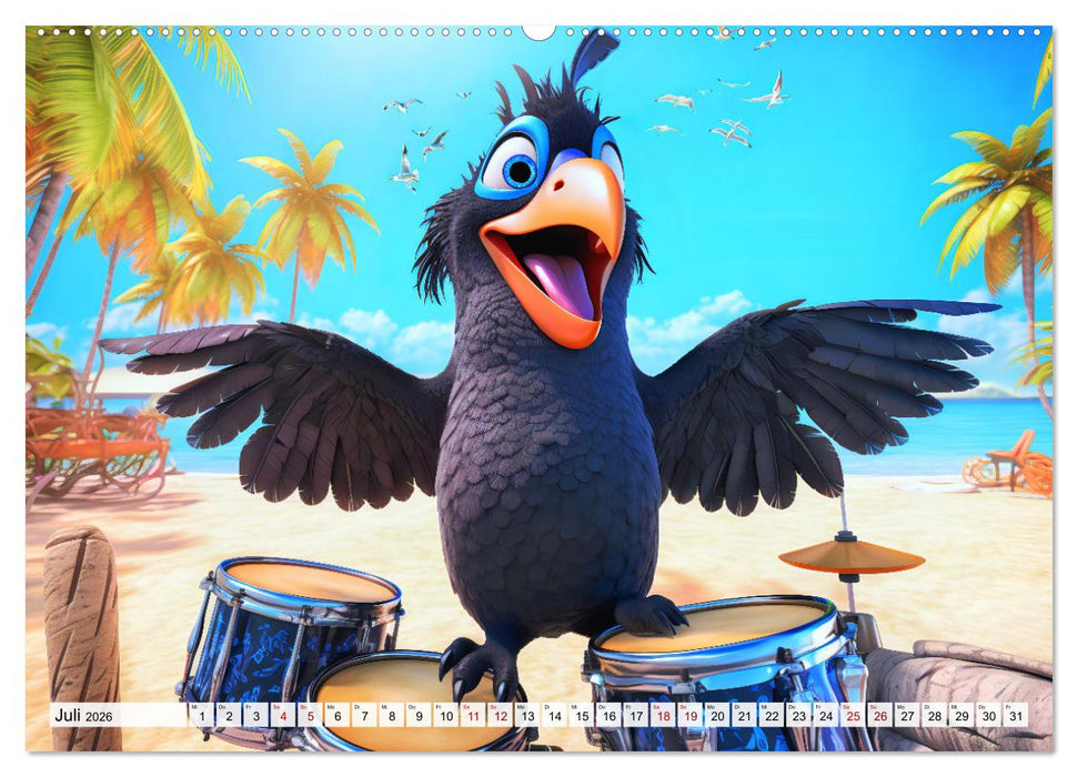Abenteuer mit Cedric - Lustige Krähe auf Reisen durch die Welt (CALVENDO Premium Wandkalender 2026)