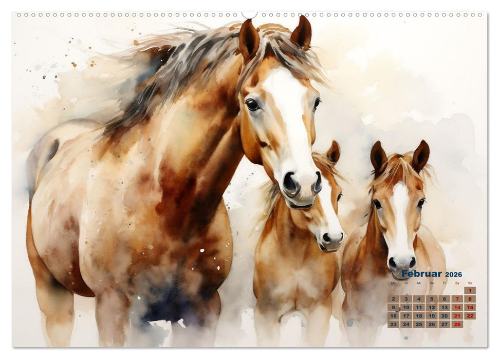 Kraftpakete in Aquarell (CALVENDO Premium Wandkalender 2026)