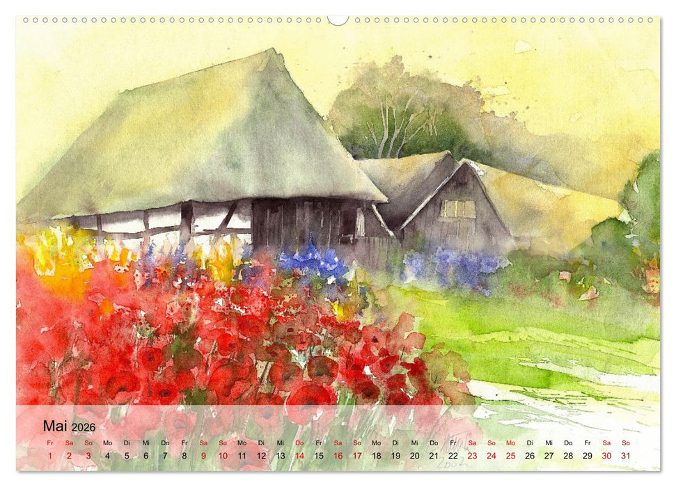 Aquarell auf Reisen - mit Eckard Funck (CALVENDO Wandkalender 2026)