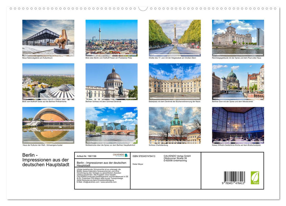 Berlin - Impressionen aus der deutschen Hauptstadt (CALVENDO Premium Wandkalender 2026)