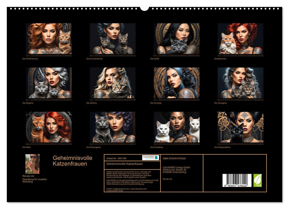 Geheimnisvolle Katzenfrauen (CALVENDO Premium Wandkalender 2026)