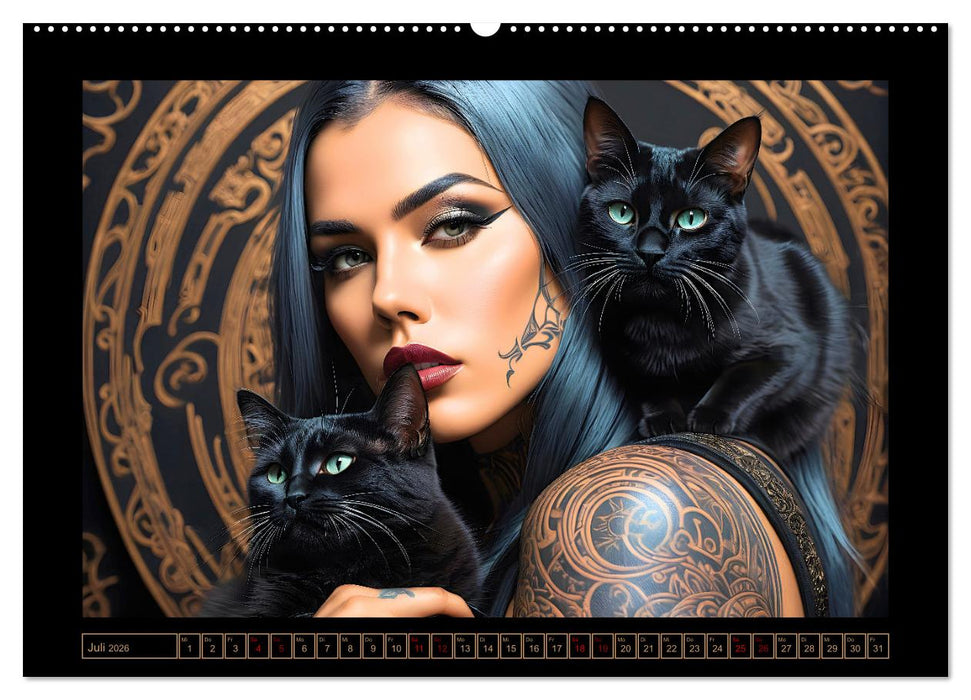 Geheimnisvolle Katzenfrauen (CALVENDO Premium Wandkalender 2026)