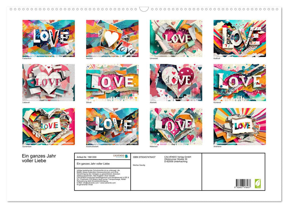 Ein ganzes Jahr voller Liebe (CALVENDO Wandkalender 2026)