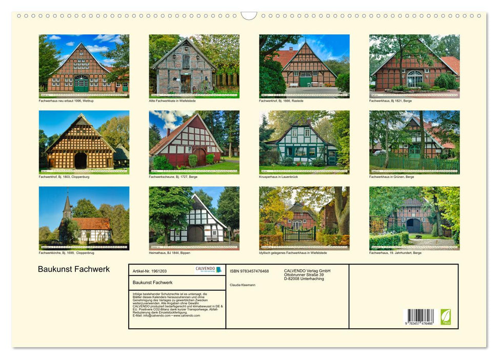 Baukunst Fachwerk (CALVENDO Wandkalender 2026)