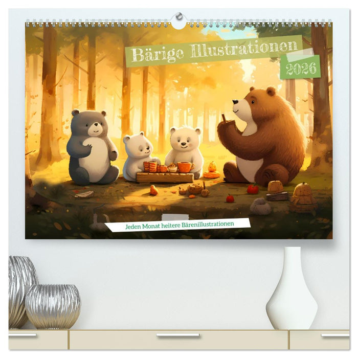 Bärige Illustrationen (CALVENDO Premium Wandkalender 2026)