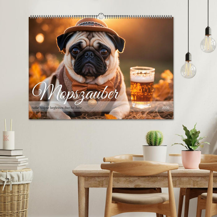 Mopszauber - Süße Möpse begleiten durchs Jahr (CALVENDO Wandkalender 2026)