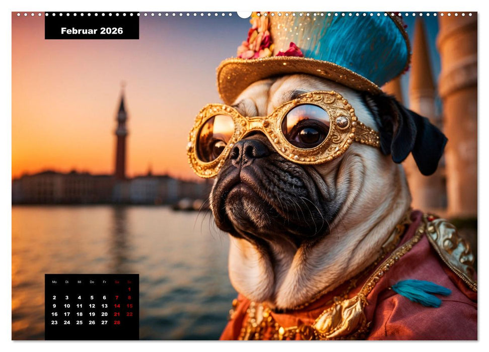 Mopszauber - Süße Möpse begleiten durchs Jahr (CALVENDO Wandkalender 2026)