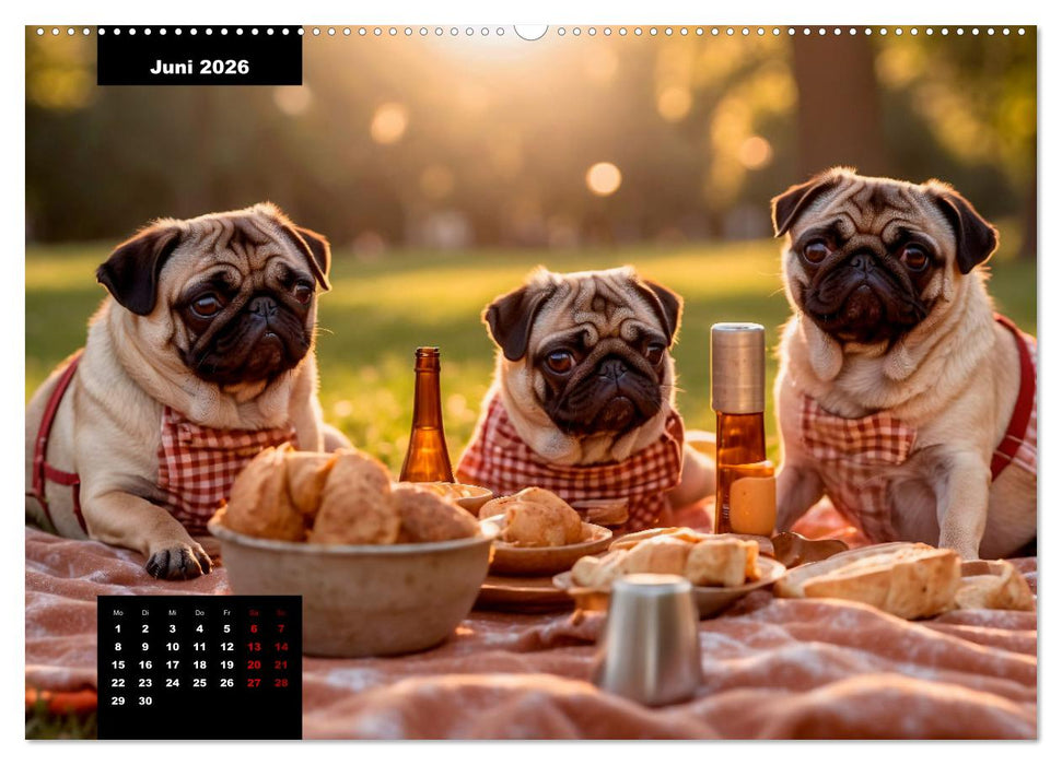 Mopszauber - Süße Möpse begleiten durchs Jahr (CALVENDO Wandkalender 2026)