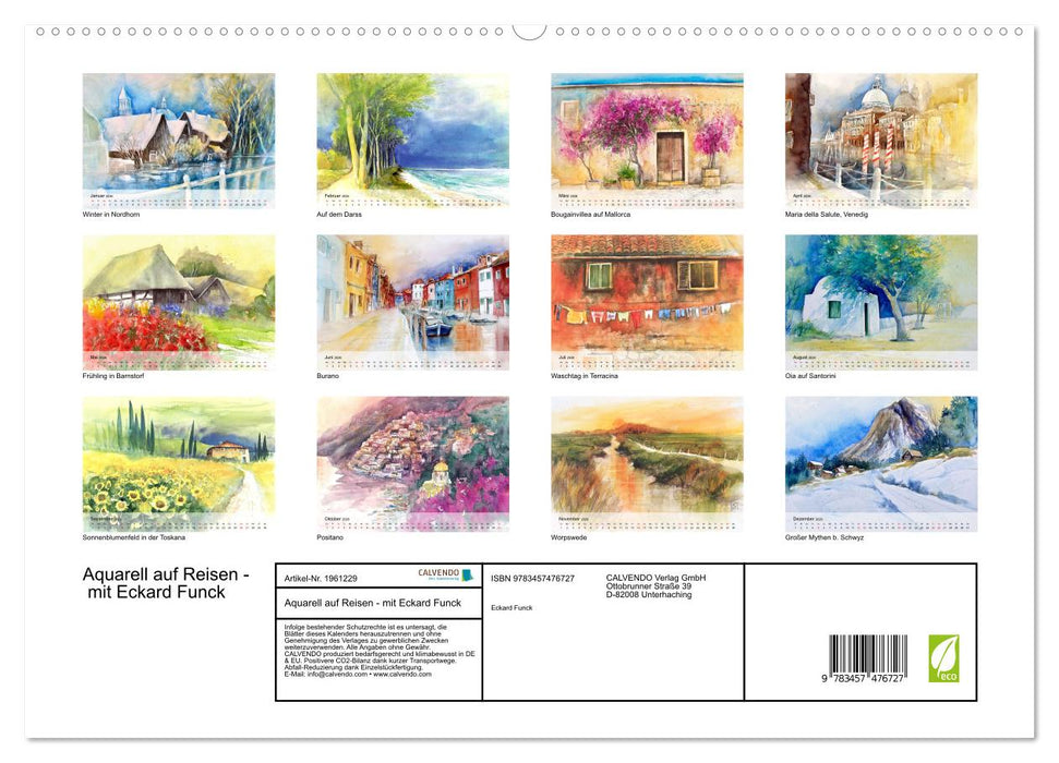 Aquarell auf Reisen - mit Eckard Funck (CALVENDO Premium Wandkalender 2026)