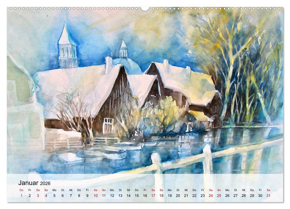 Aquarell auf Reisen - mit Eckard Funck (CALVENDO Premium Wandkalender 2026)
