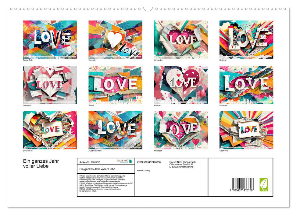 Ein ganzes Jahr voller Liebe (CALVENDO Premium Wandkalender 2026)