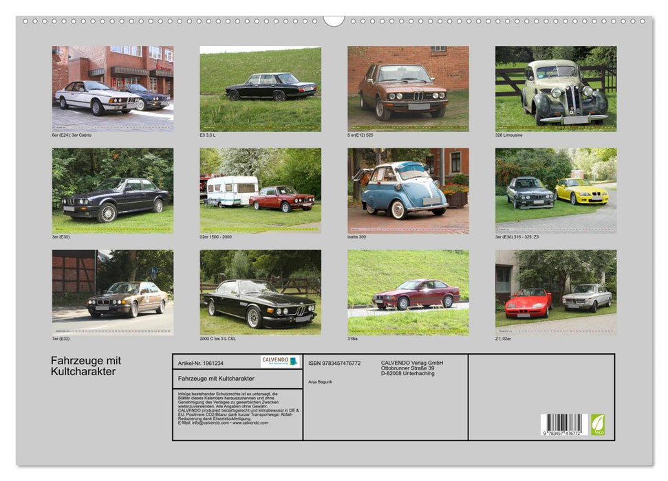 Fahrzeuge mit Kultcharakter (CALVENDO Wandkalender 2026)