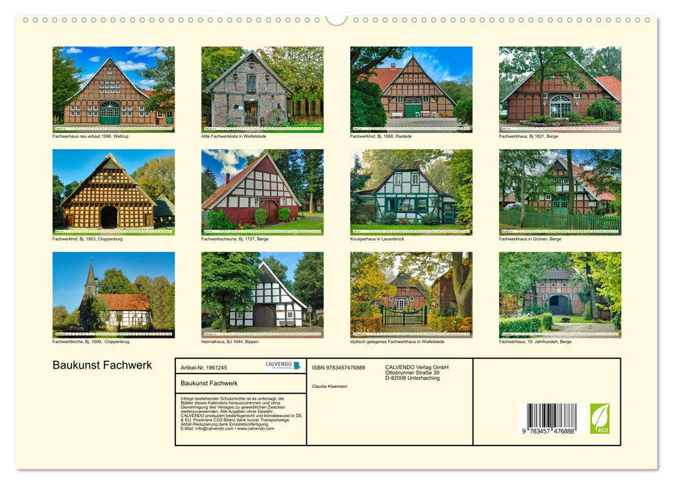 Baukunst Fachwerk (CALVENDO Premium Wandkalender 2026)