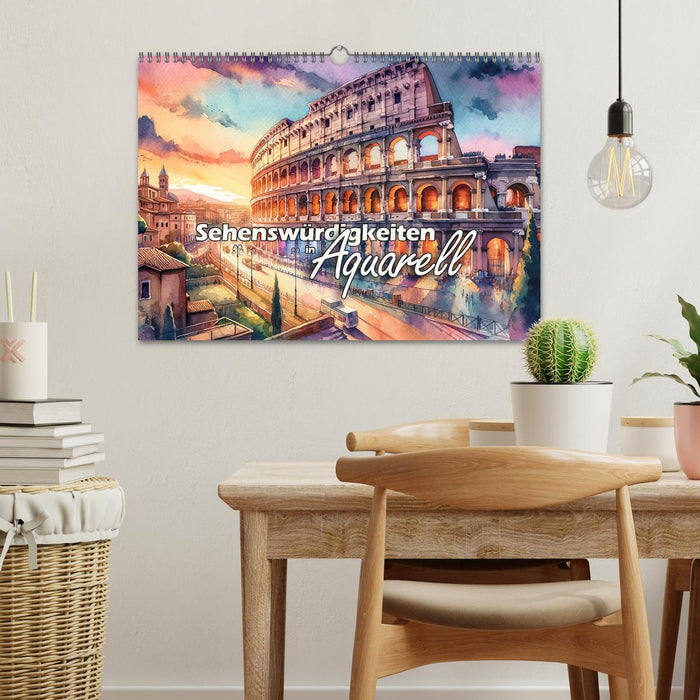 Sehenswürdigkeiten in Aquarell (CALVENDO Wandkalender 2026)