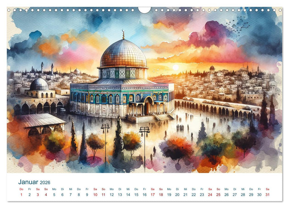 Sehenswürdigkeiten in Aquarell (CALVENDO Wandkalender 2026)