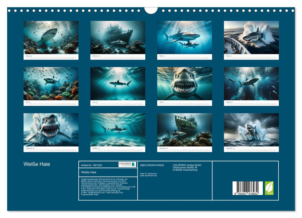 Weiße Haie (CALVENDO Wandkalender 2026)