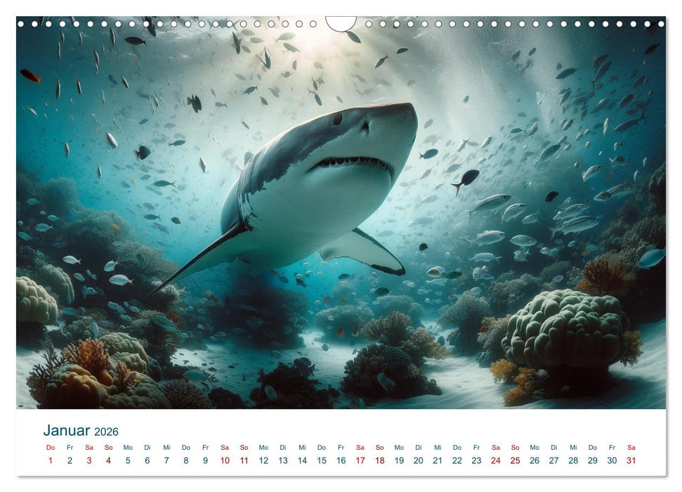 Weiße Haie (CALVENDO Wandkalender 2026)