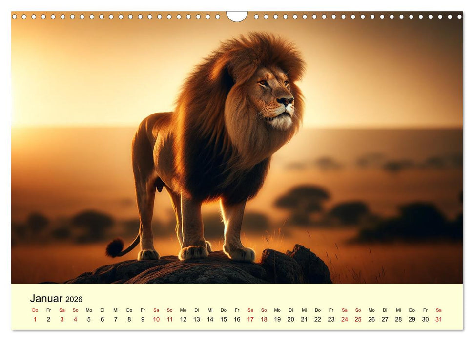 Majestätische Löwen - Die Herrscher der Wildnis (CALVENDO Wandkalender 2026)