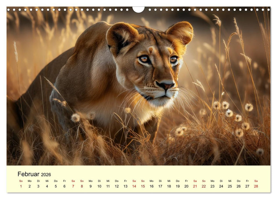 Majestätische Löwen - Die Herrscher der Wildnis (CALVENDO Wandkalender 2026)